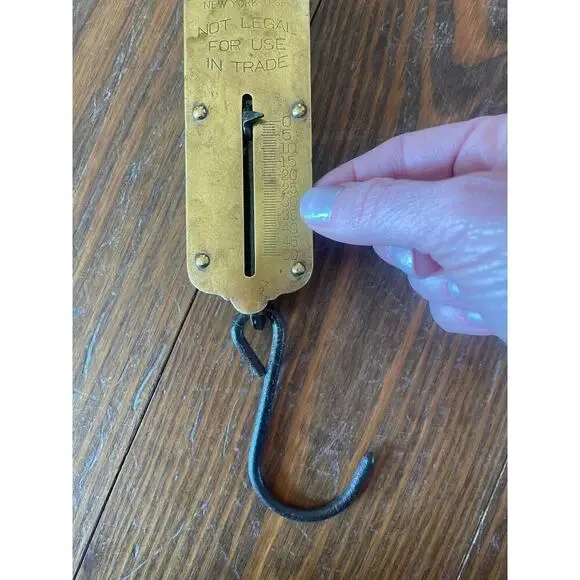 Vintage Brass Chatillon and Sons 50 LB No. 2 Hanging Balance Spring Scale NY - Picture 3 of 4